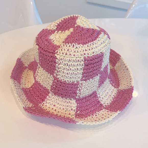 Anthropologie Wyeth Checkered Straw Bucket Hat NEW!! - Picture 8 of 9